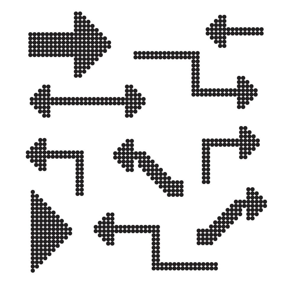Pixel arrows. pixel arrows. Pixelated arrow icon set vector