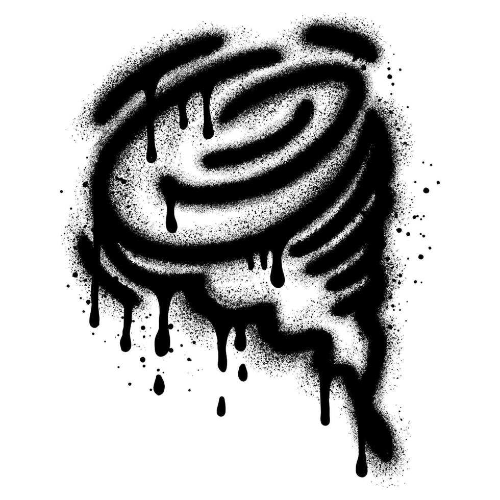 Tornado icon graffiti with black spray paint. vector