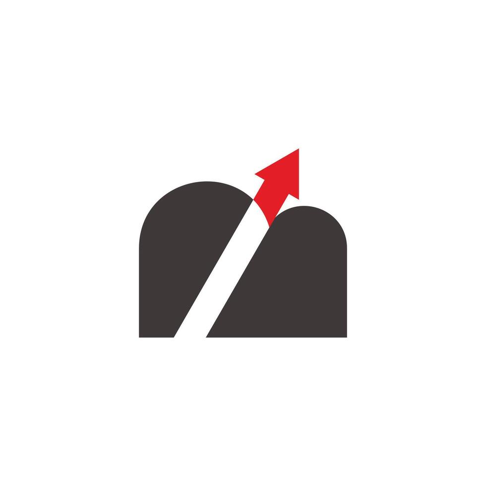 letter m slice arrow up geometric line logo vector