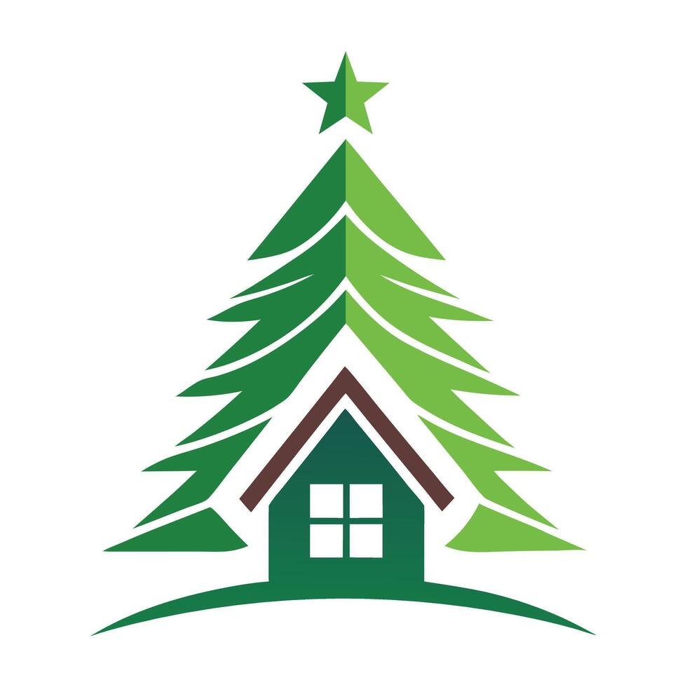 A Christmas Tree Icon in Modern Silhouette Style vector