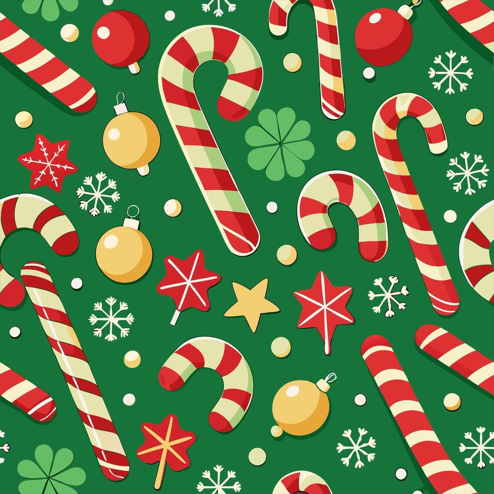 Christmas candy canes and other candy canes on a green background vector