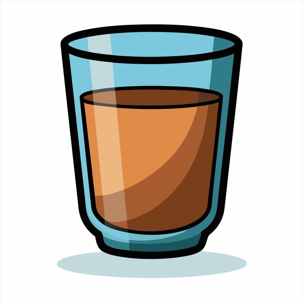A glass of coffee with a brown liquid in it vector