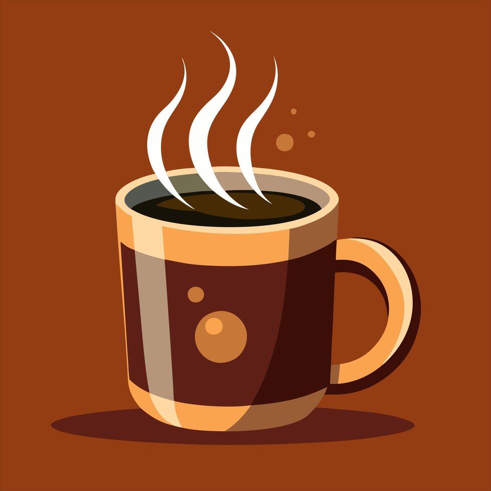 illustration of a cup of coffee on brown background vector
