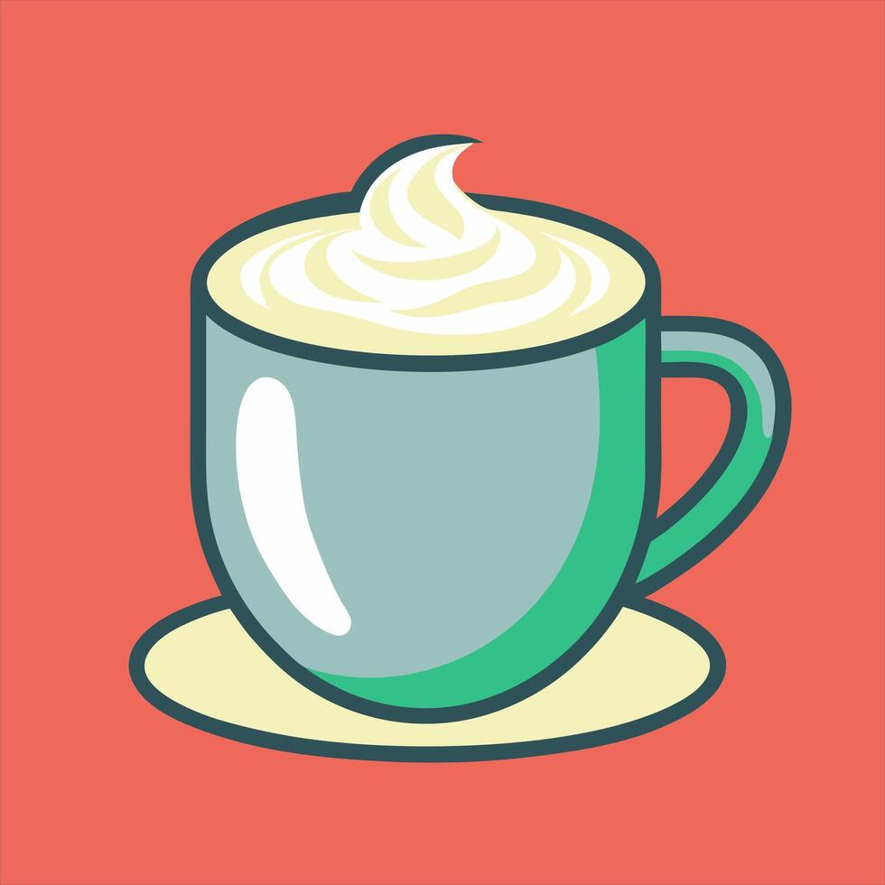 A cup of coffee with whipped cream on top vector