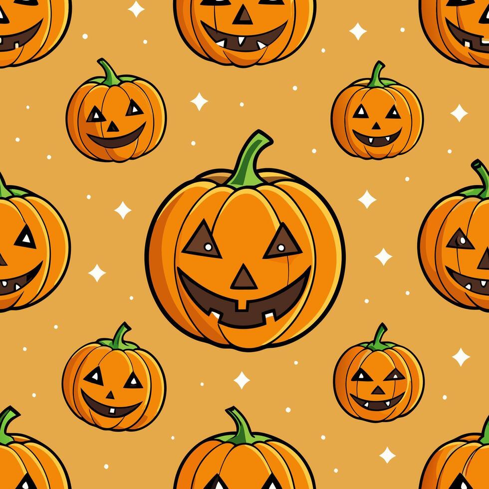 Halloween seamless pattern with jack o lanterns vector