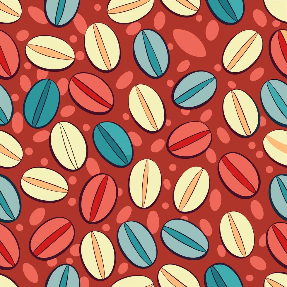 Coffee beans seamless pattern illustration vector