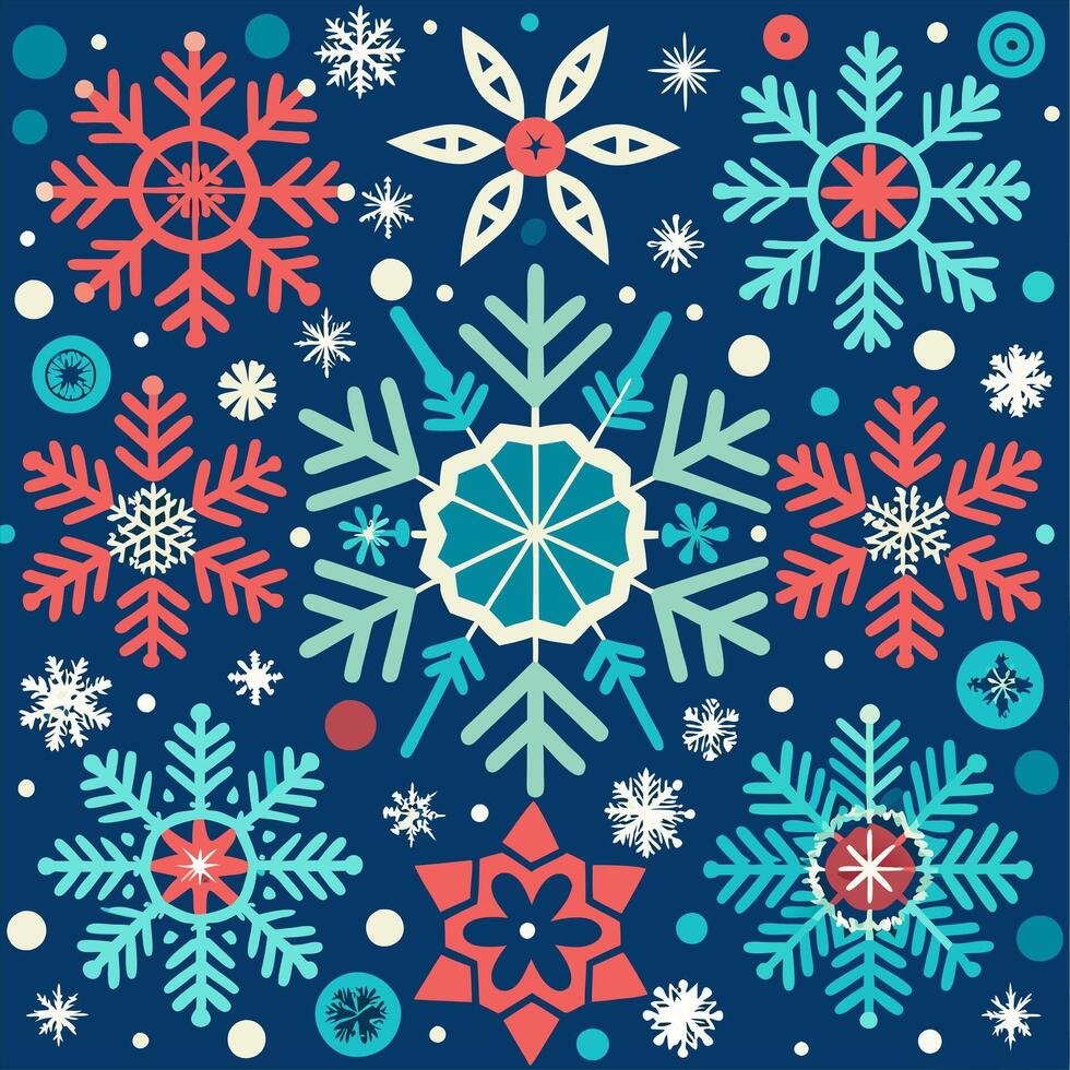 A set of snowflakes on a blue background vector