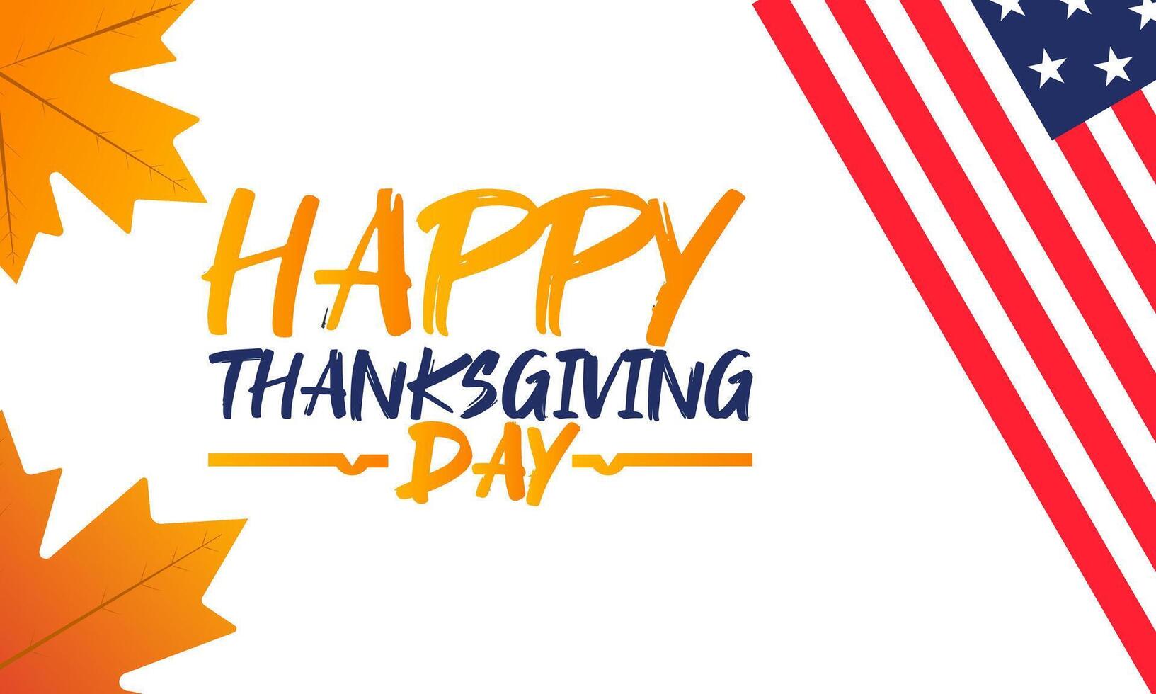 Happy thanksgiving day with autumn leaves and yellow pumpkins illustration. Thanksgiving holiday celebration, fall foliage horizontal background. perfect for social media post, postcards vector