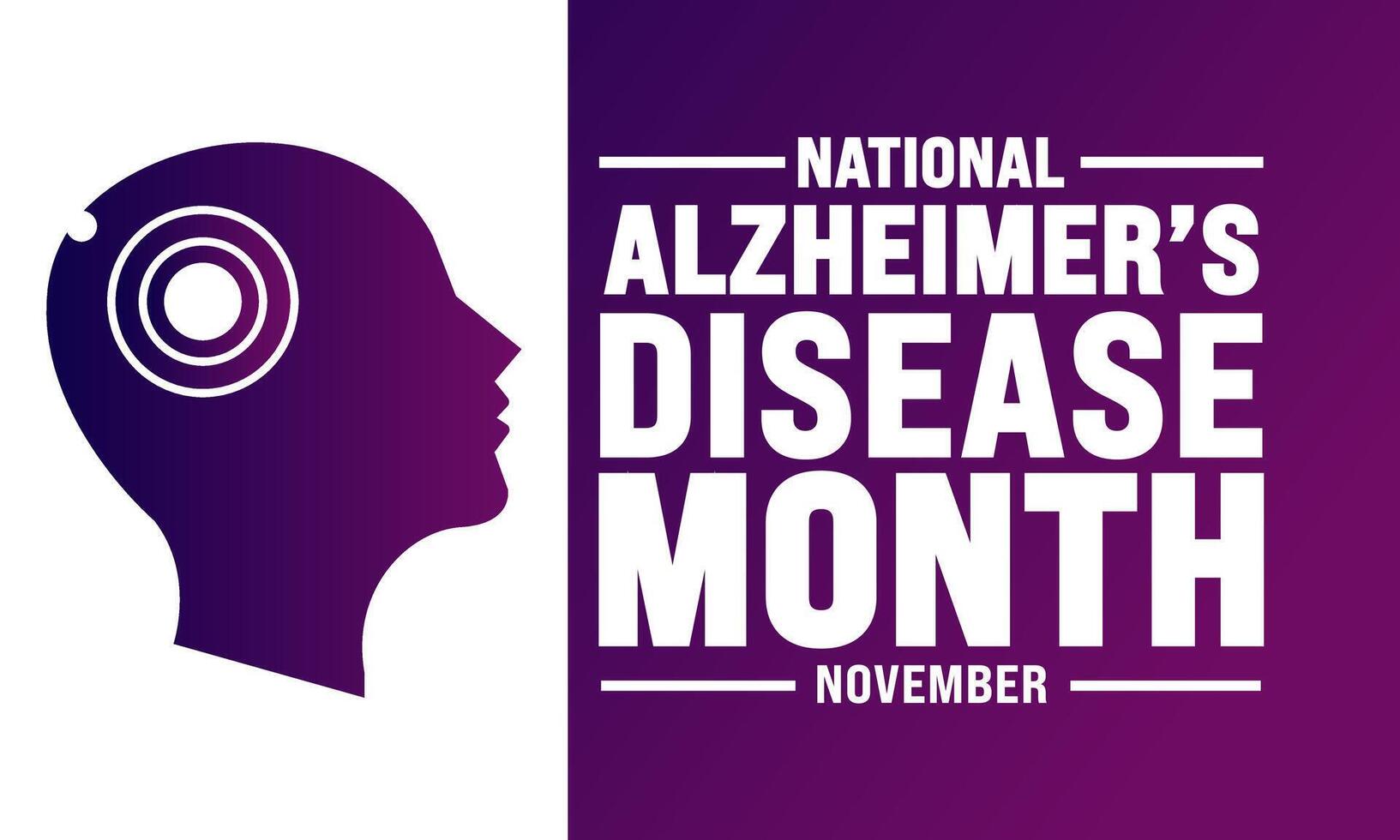 Alzheimer's disease awareness month is observed every year in november. Holiday concept. suitable for placard , background,Greeting Card, Poster design template with text inscription vector