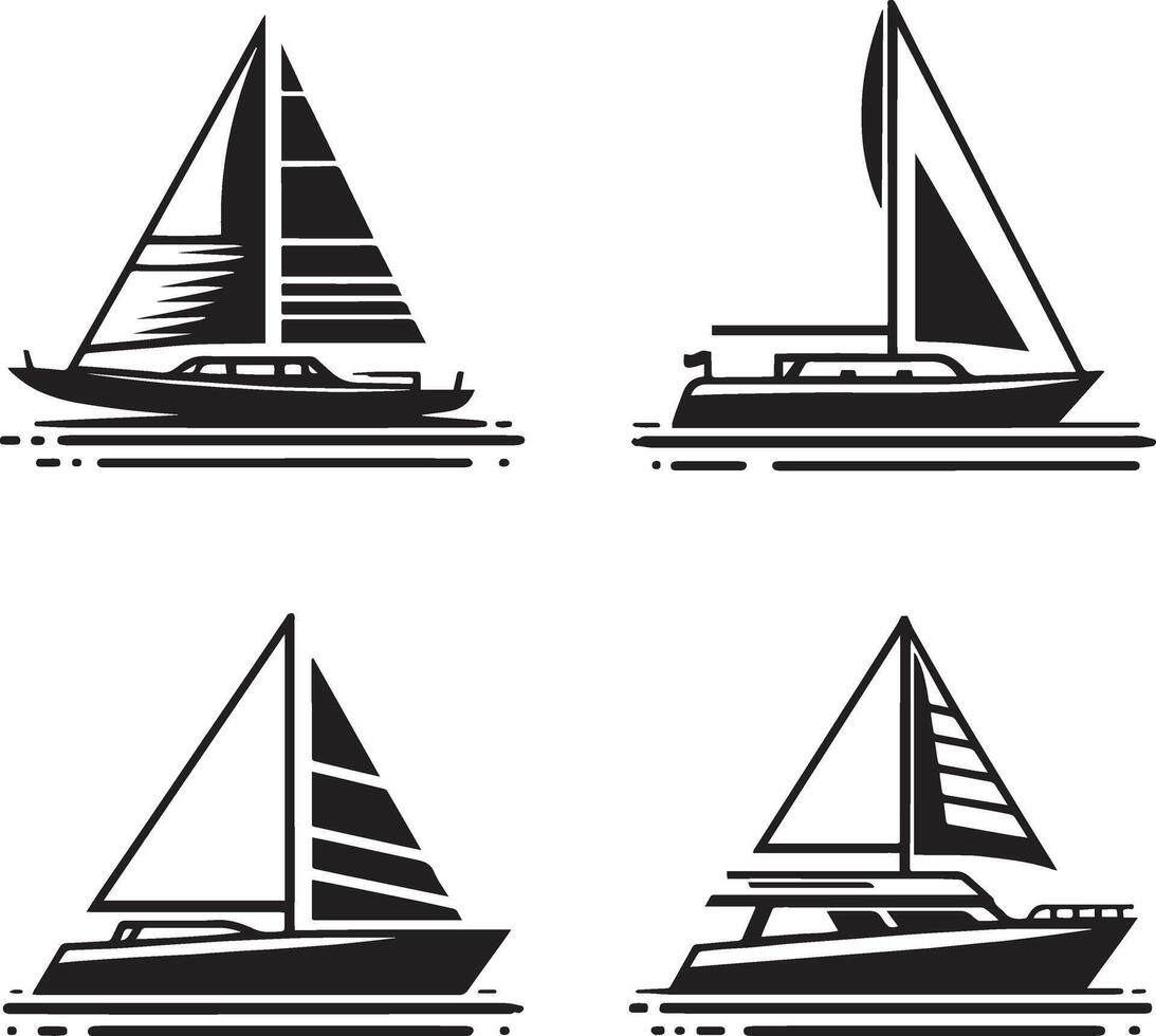 Boat mega icon set collection vector