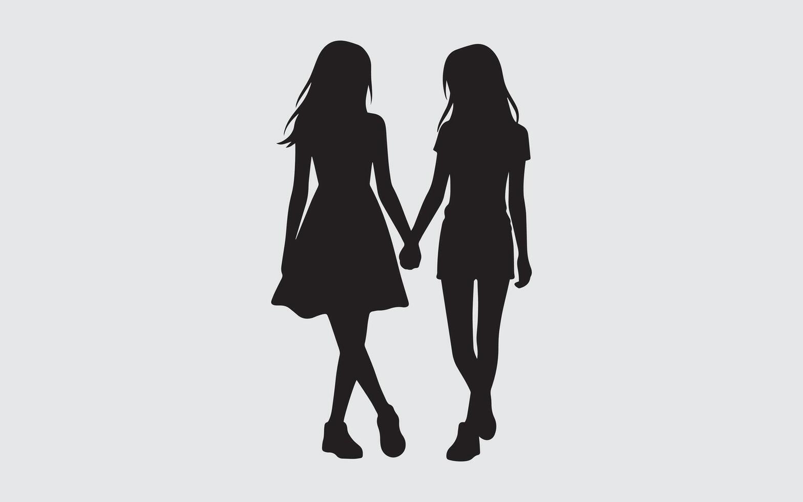Friendship Minimalist Silhouette A simple art illustration of friends against vector