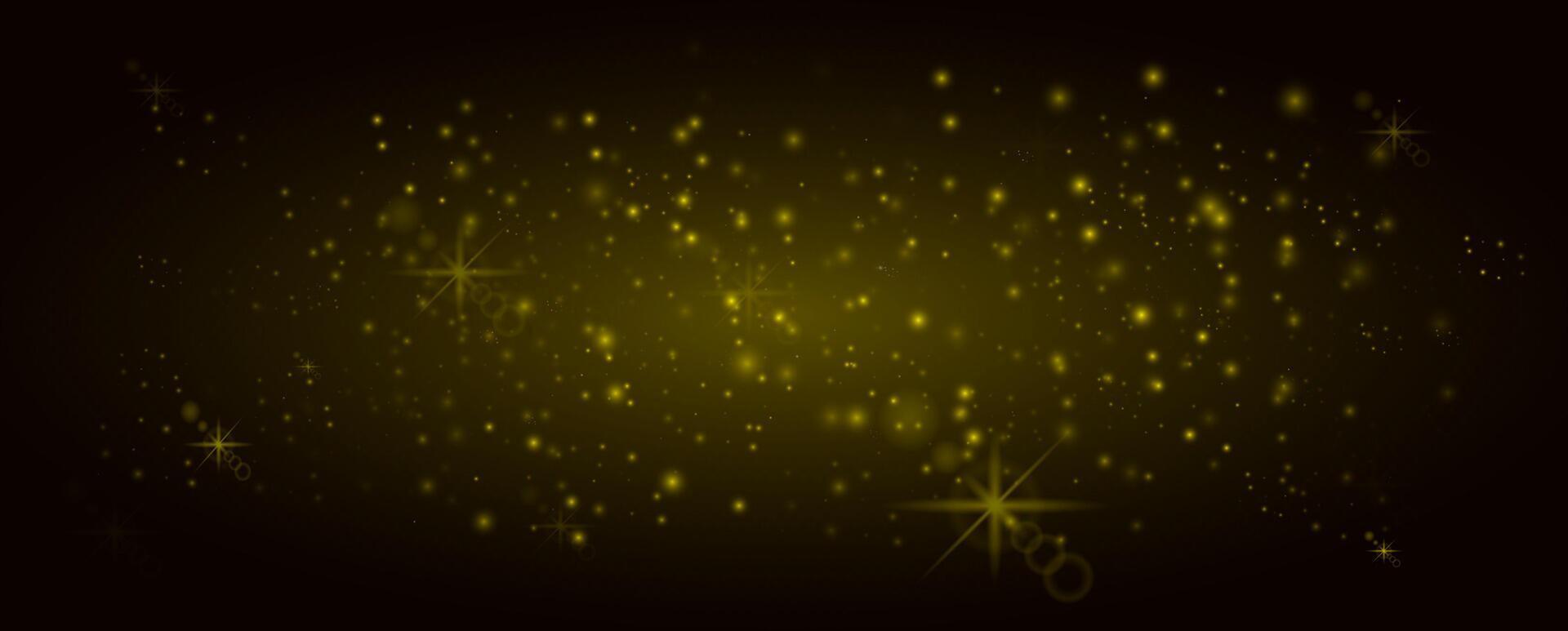 Glare light effect. Star yellow dust, sparkles. Glowing stars, lights, sparkles, flashes. On a transparent background. Neon light. Night star vector