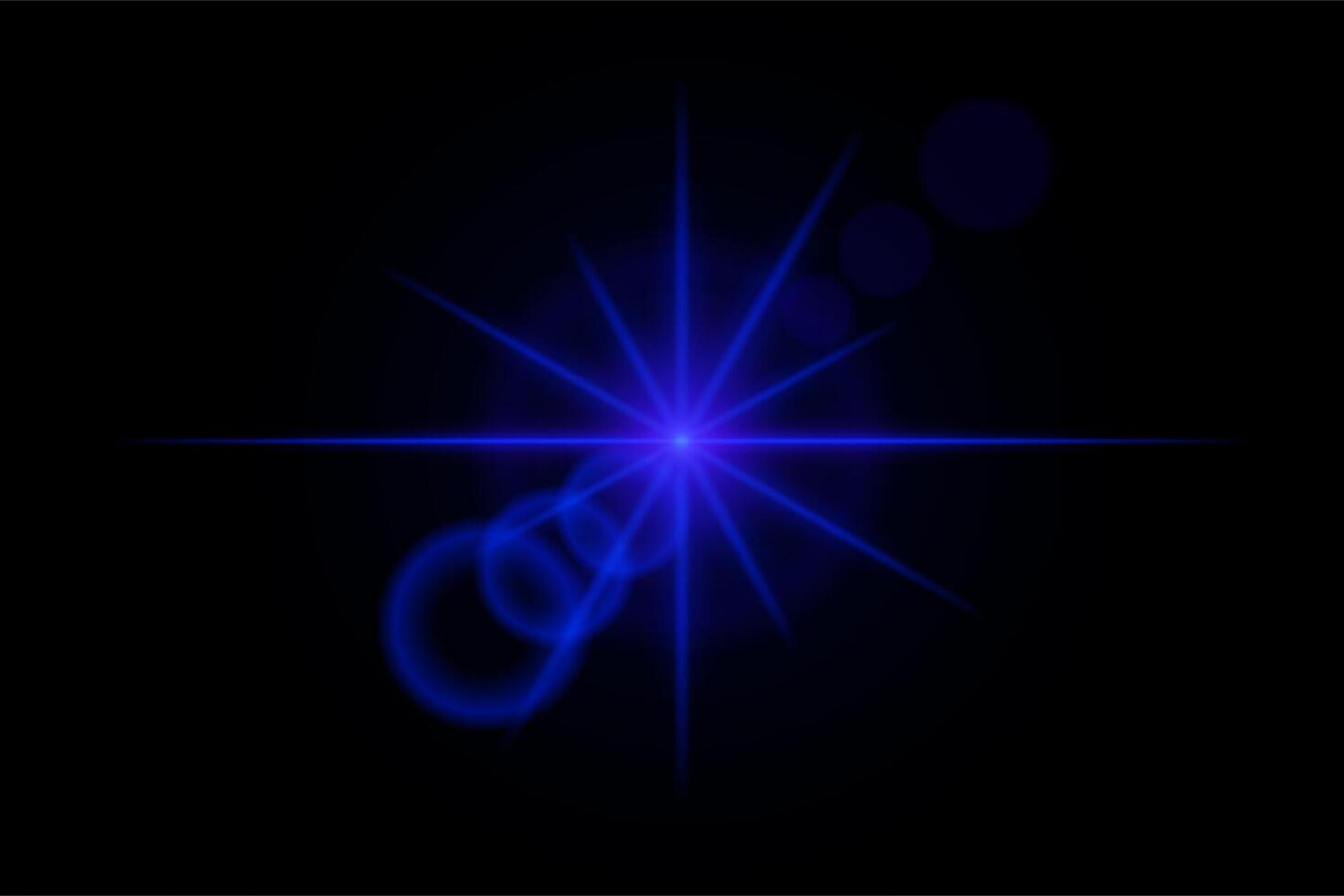 Blue neon stripes or light flash star. Laser beams, horizontal beams. Beautiful light reflections. Glowing stripes on a black background. vector