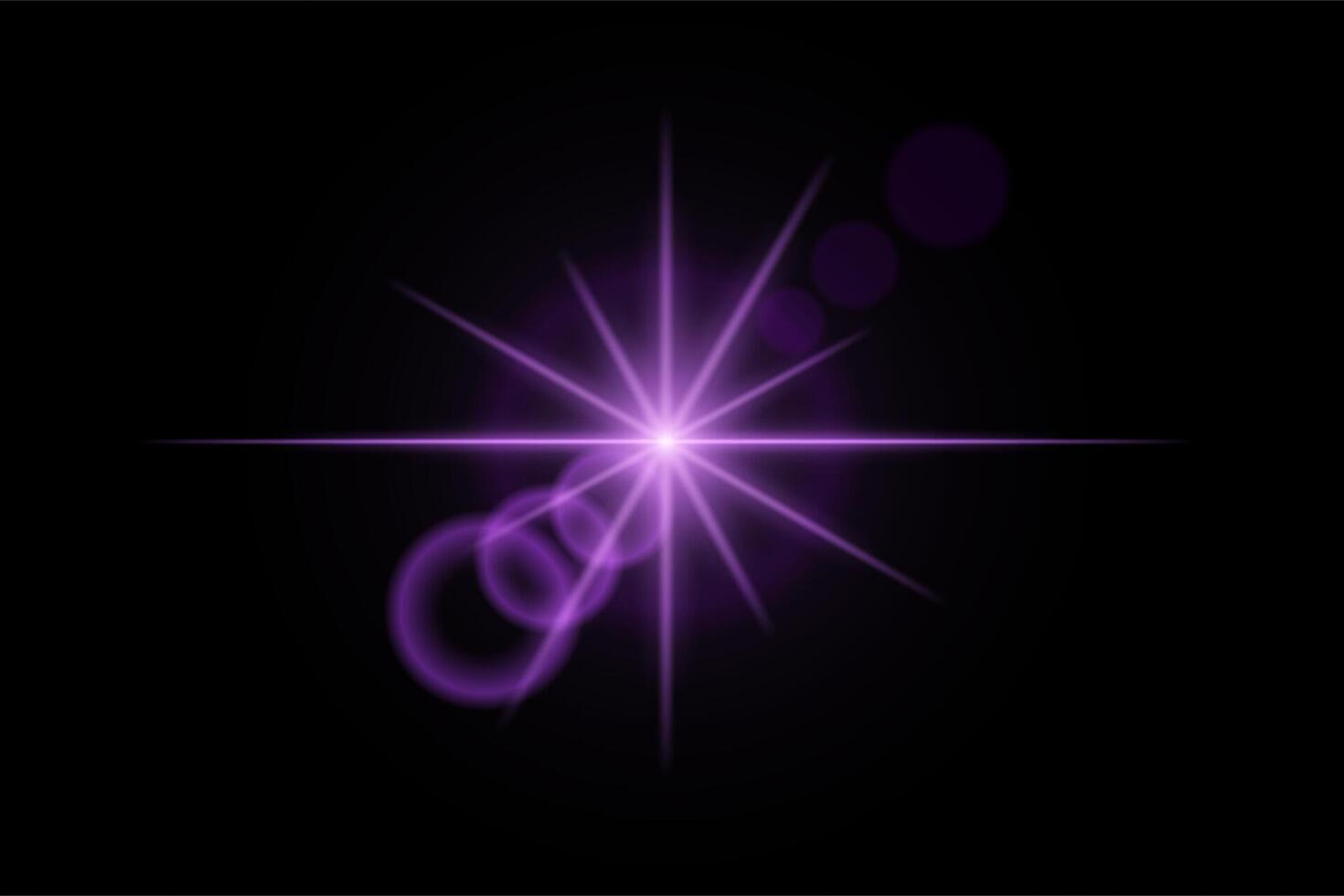 Purple neon stripes or light flash star. Laser beams, horizontal beams. Beautiful light reflections. Glowing stripes on a black background. vector