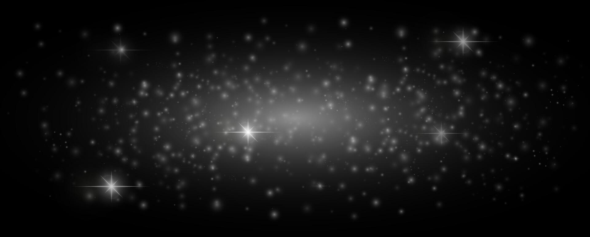 Glare light effect. Star white dust, sparkles. Glowing stars, lights, sparkles, flashes. On a transparent background. Neon light. Night star vector