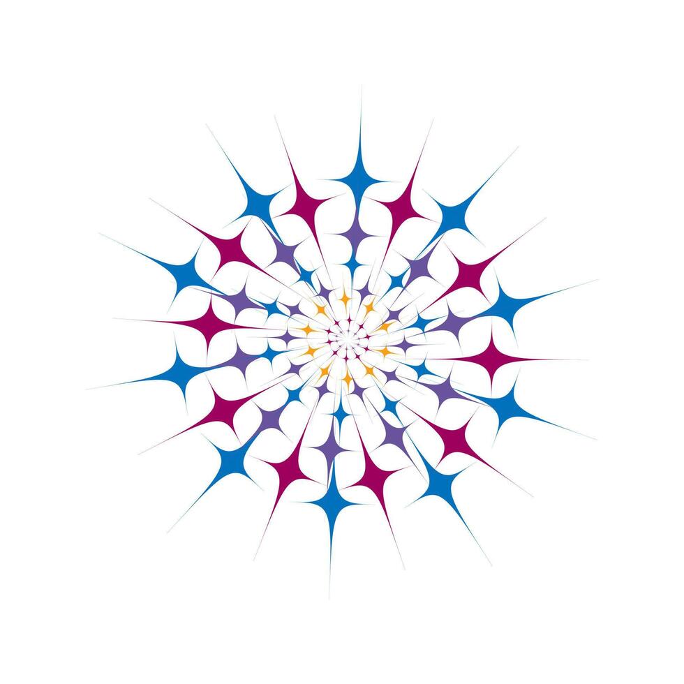 Illustration of multicolored stars bursting out of a circle. vector