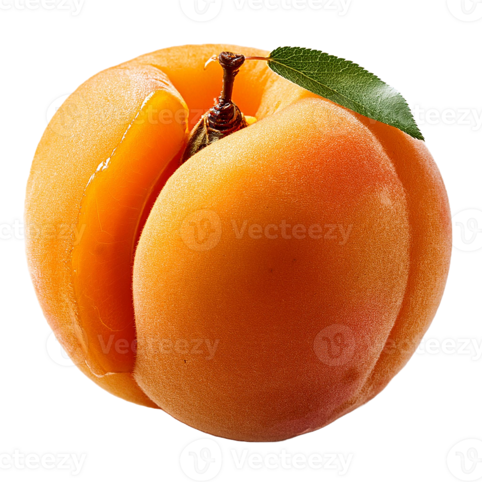 A peach with a leaf on it png