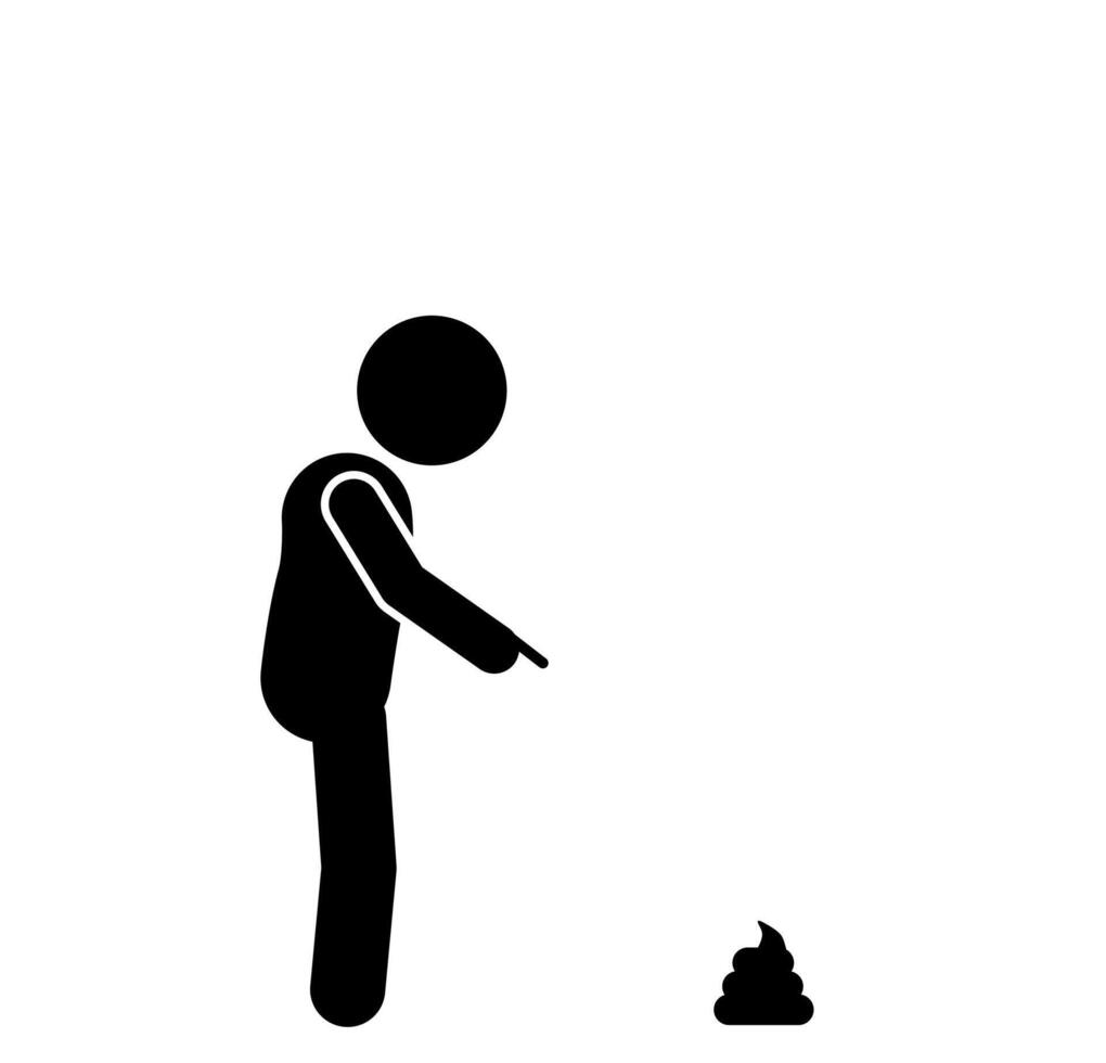 illustration of a person walking and finding feces on the road. vector