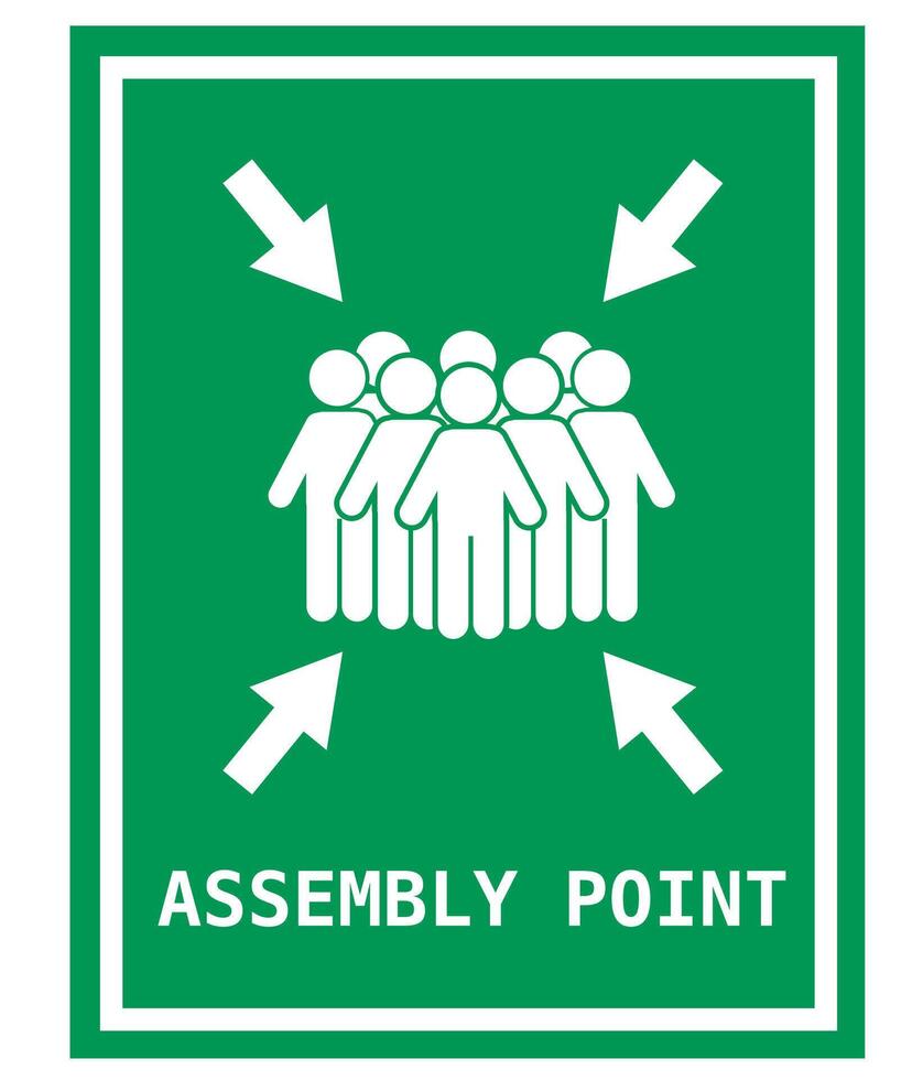 assembly point sign with green background vector