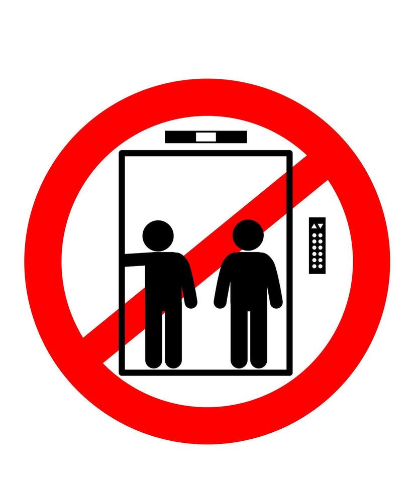 warning sign that it is prohibited to use the elevator vector