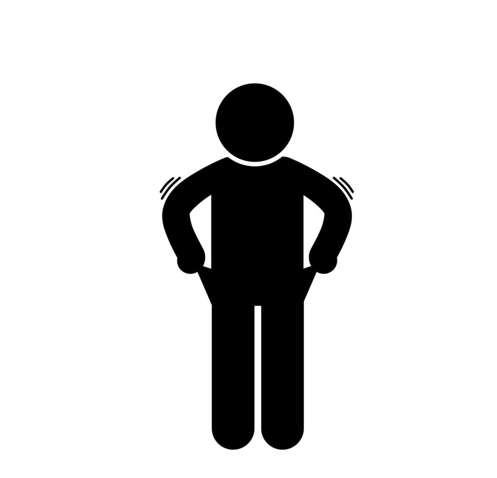 FLAT STICK ILLUSTRATION OF OUT OF MONEY, HAS NO MONEY vector