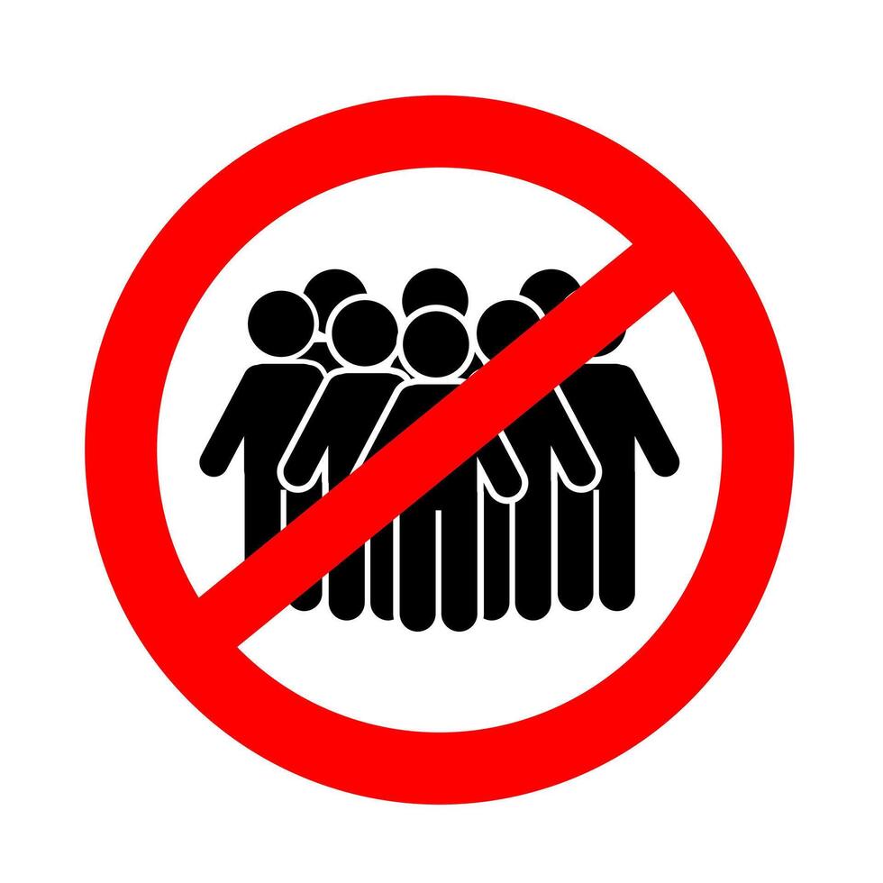 warning sign no crowding, keep your distance vector