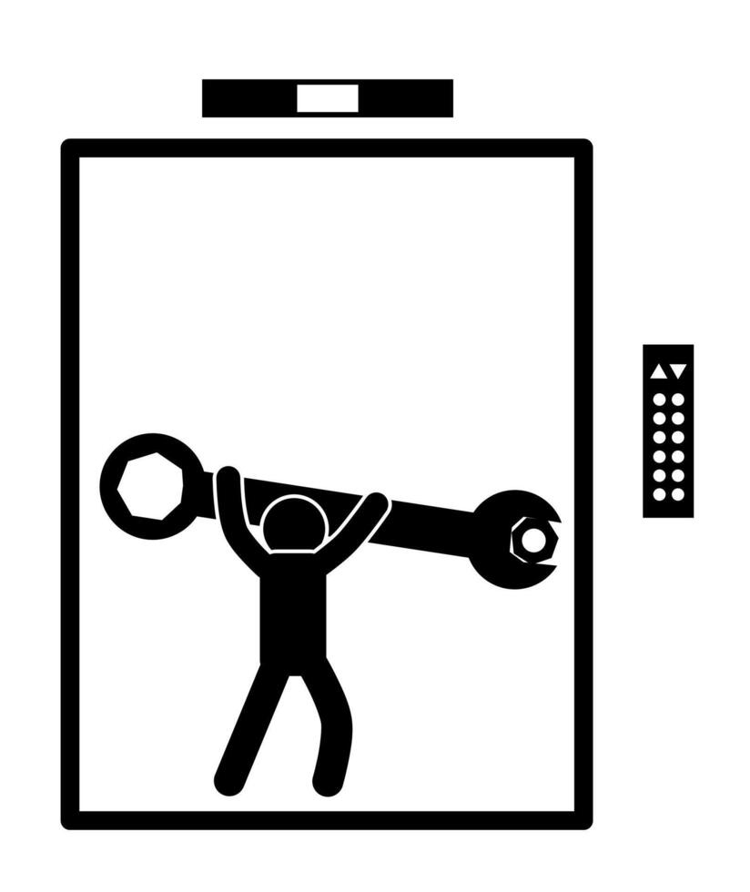 ILLUSTRATION OF AN ELEVATOR UNDER REPAIR vector