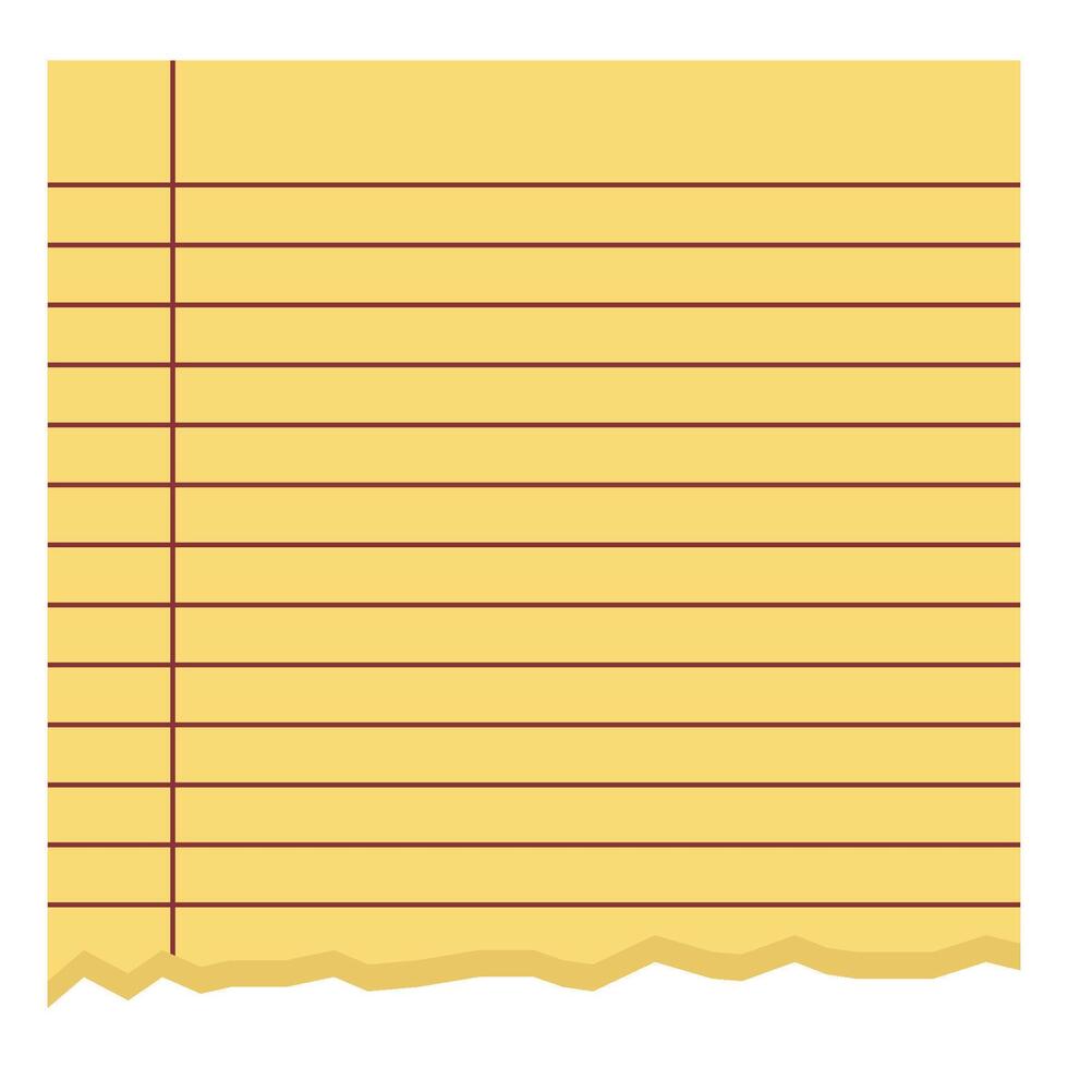 Ripped yellow torn blank notebook lined page sheet design element vector