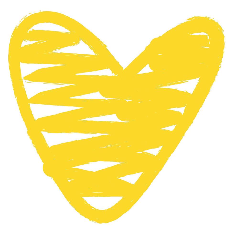 Yellow hand drawn grunge heart icon symbol, design element vector