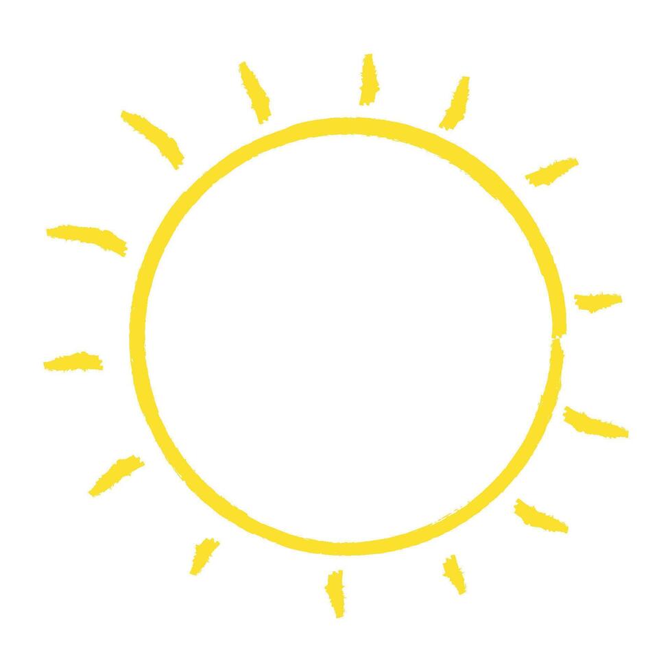 Hand drawn grunge sun icon vector