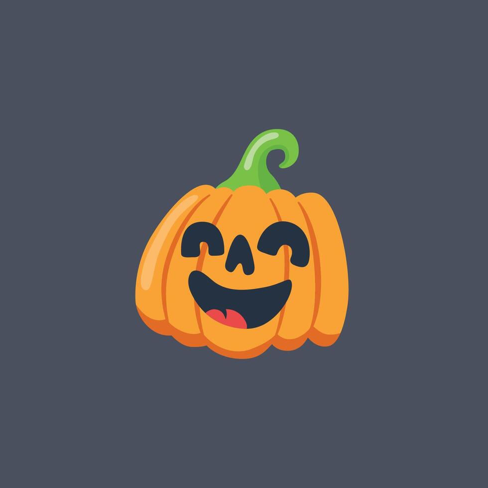 laughing pumpkin head in flat design. vector