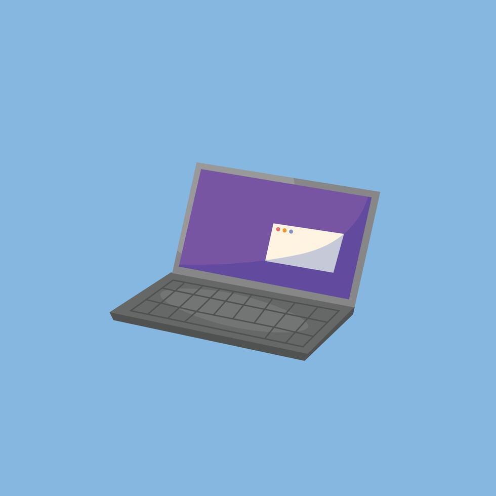 black laptop in flat design. vector