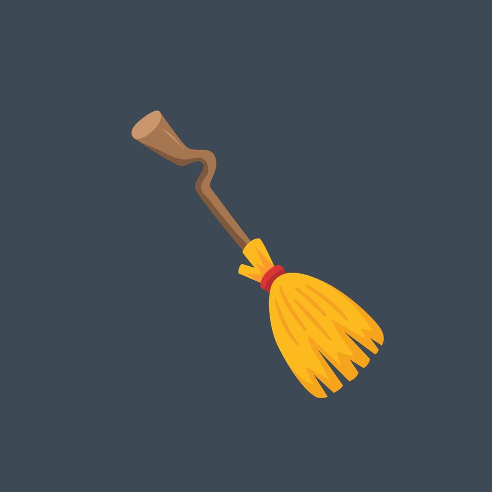 witch broom in flat design. vector