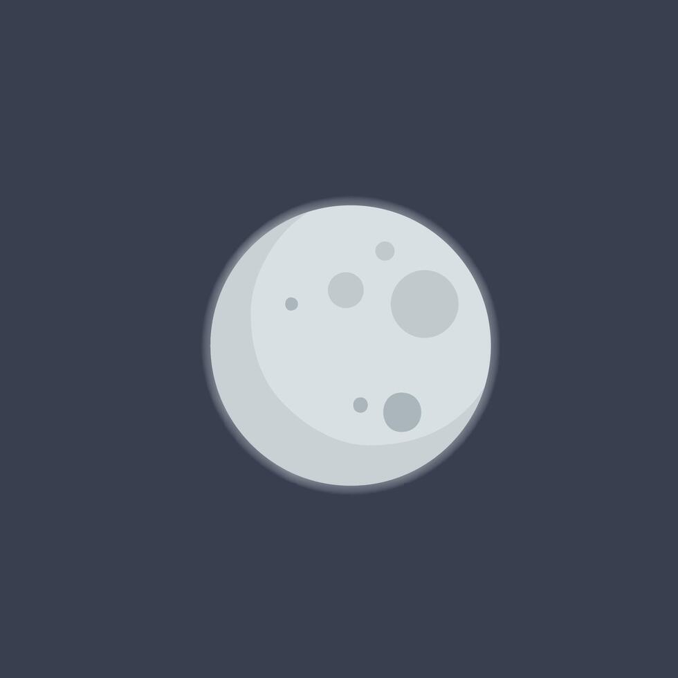 grey full moon in flat design. vector