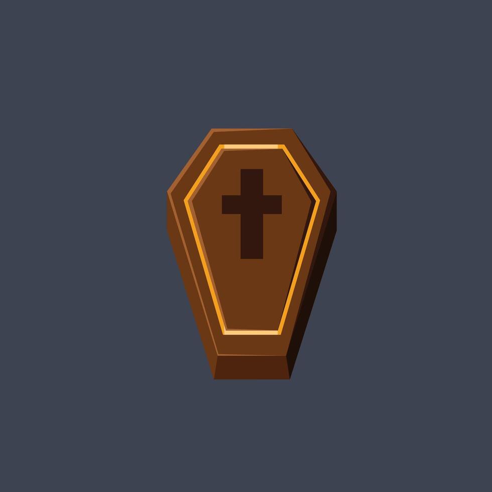 wooden coffin in flat design. vector