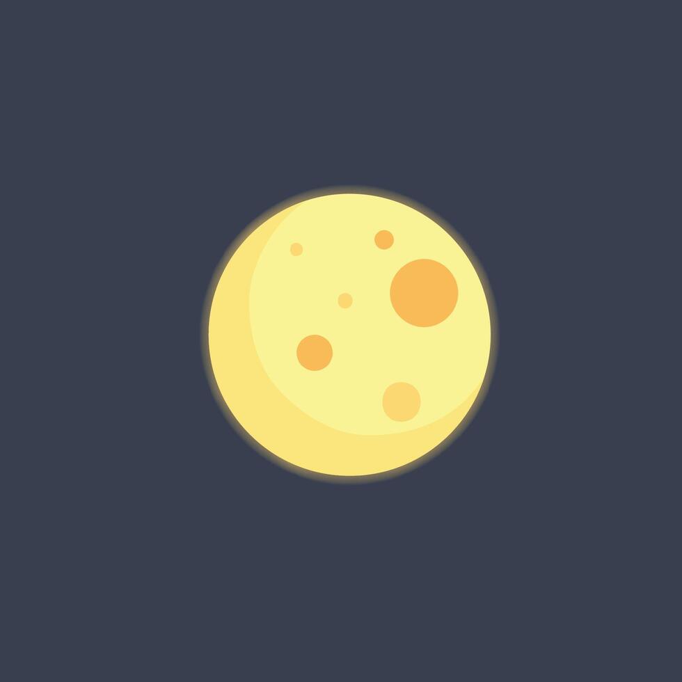 yellow full moon in flat design. vector