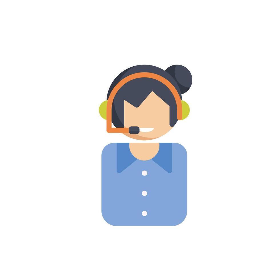 Customer Service Girl in flat design. vector