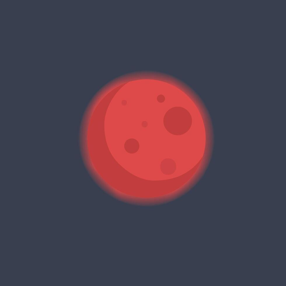 red full moon in flat design. vector