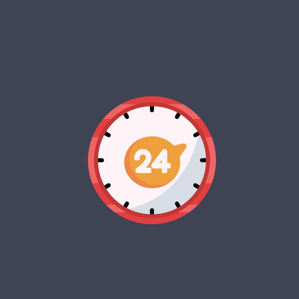 24 hour clock in flat design. vector