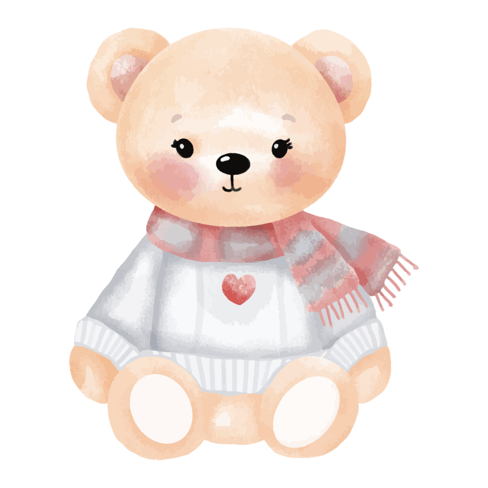Cute Watercolor Teddy Bears with Pastel Elements png
