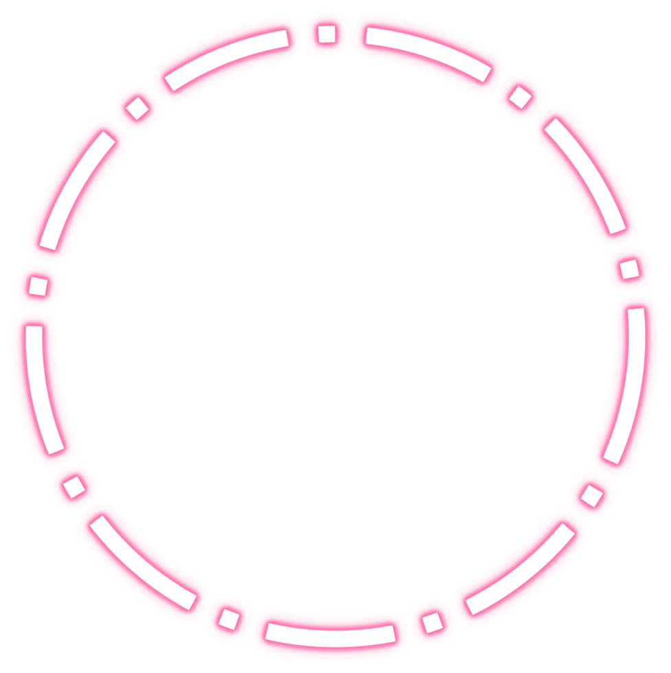 Neon glowing dashed pink circle png