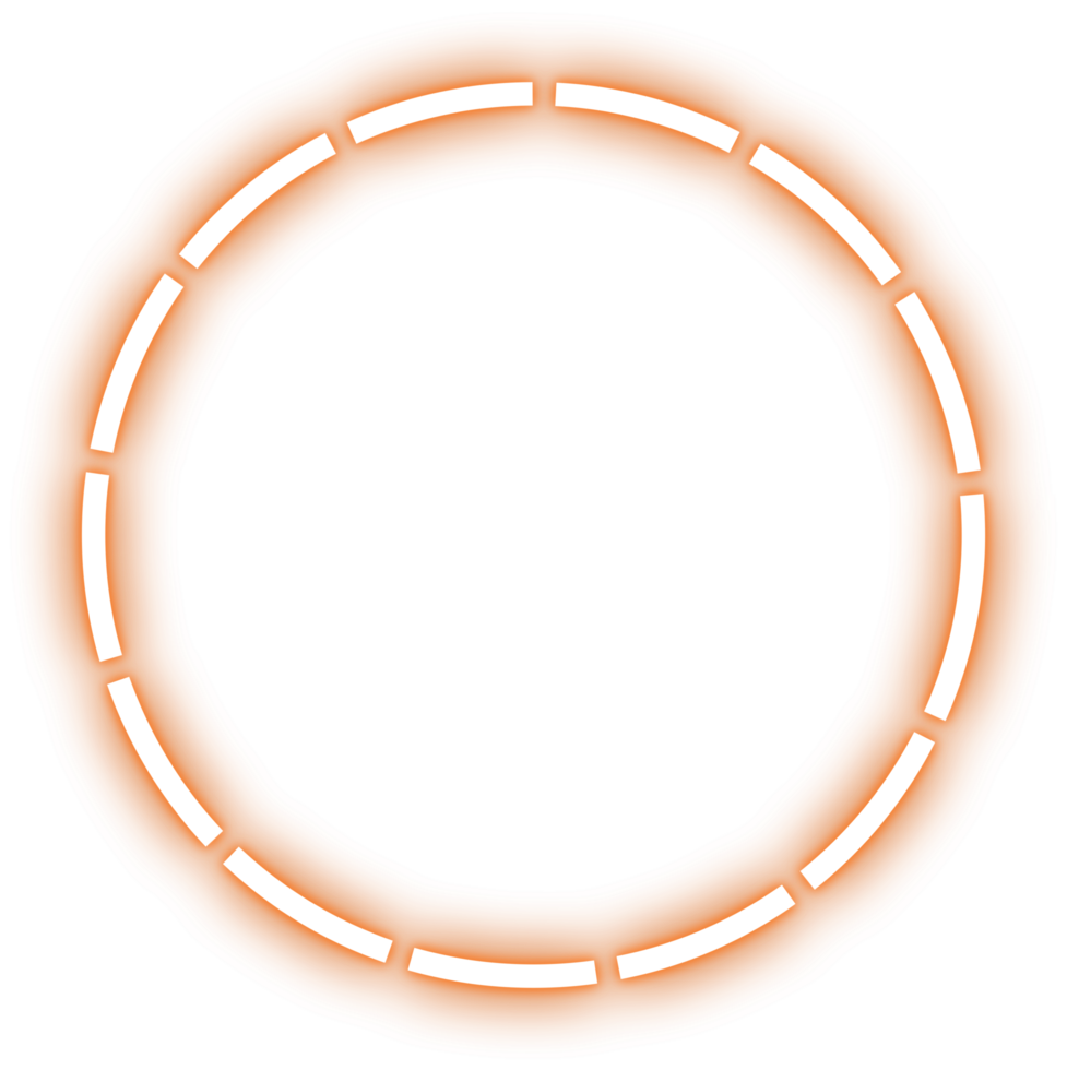 Glowing neon orange dashed circle png