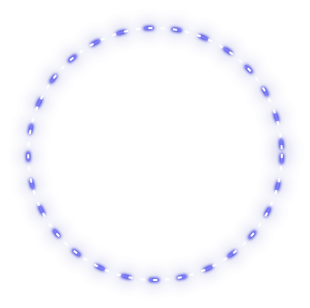 Glowing neon blue dashed circle png