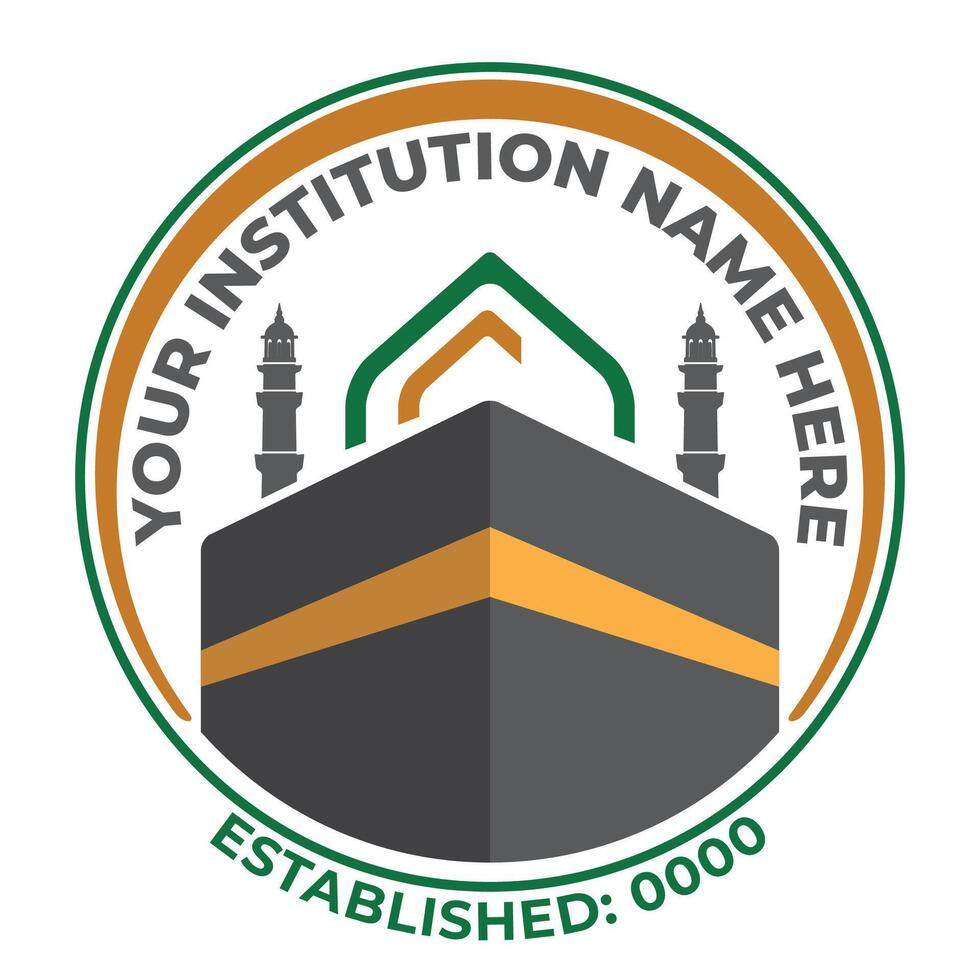 Islamic organization logo design template with Kaaba symbol vector