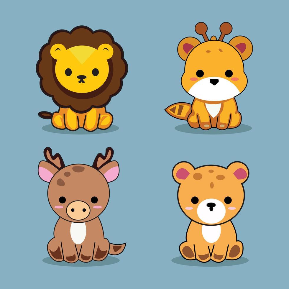 animals color cute vector