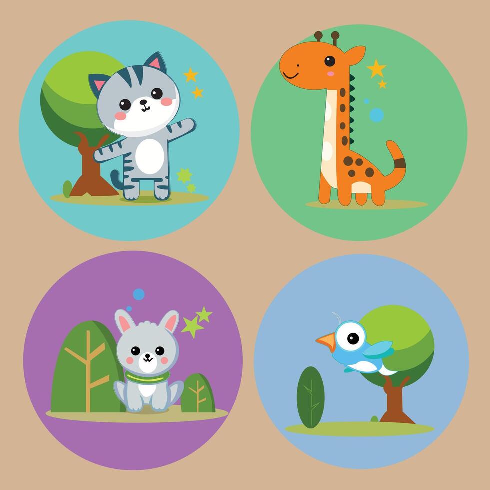 chibi animal enjoy vector