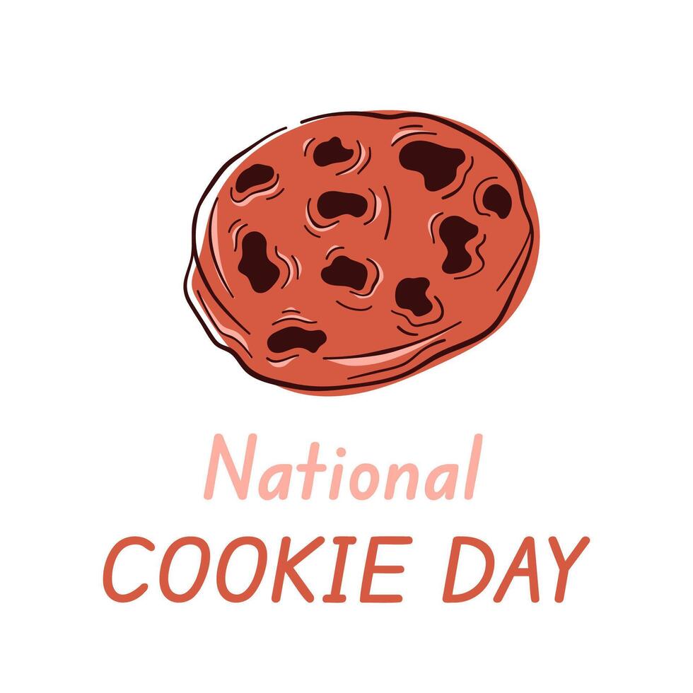 Cookie with text celebrating National Cookie Day. Perfect for food project, holiday promotion or bakery branding. vector