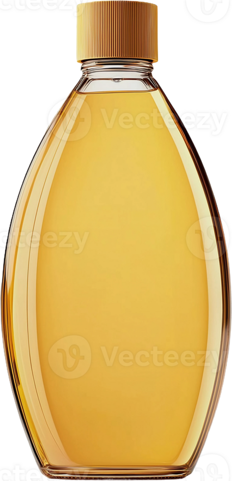 A bottle of amber liquid with a golden lid png