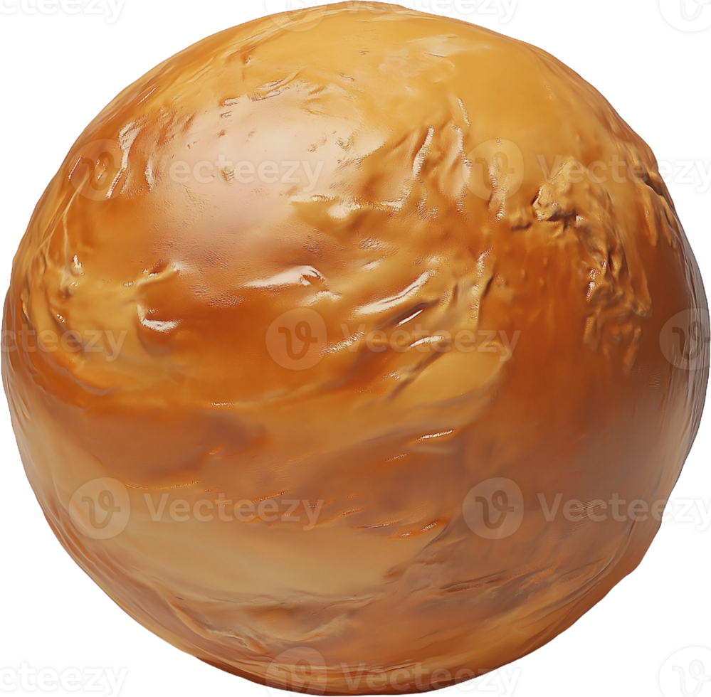 A 3d rendering of a planet with a brown surface png