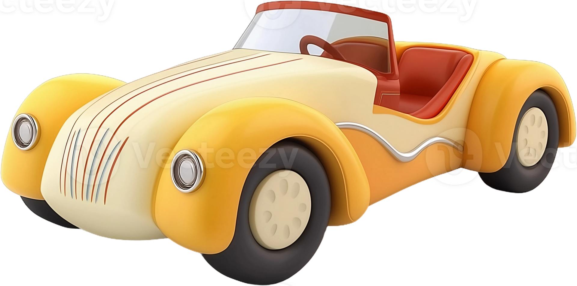 A cartoon car with a yellow and red stripe png